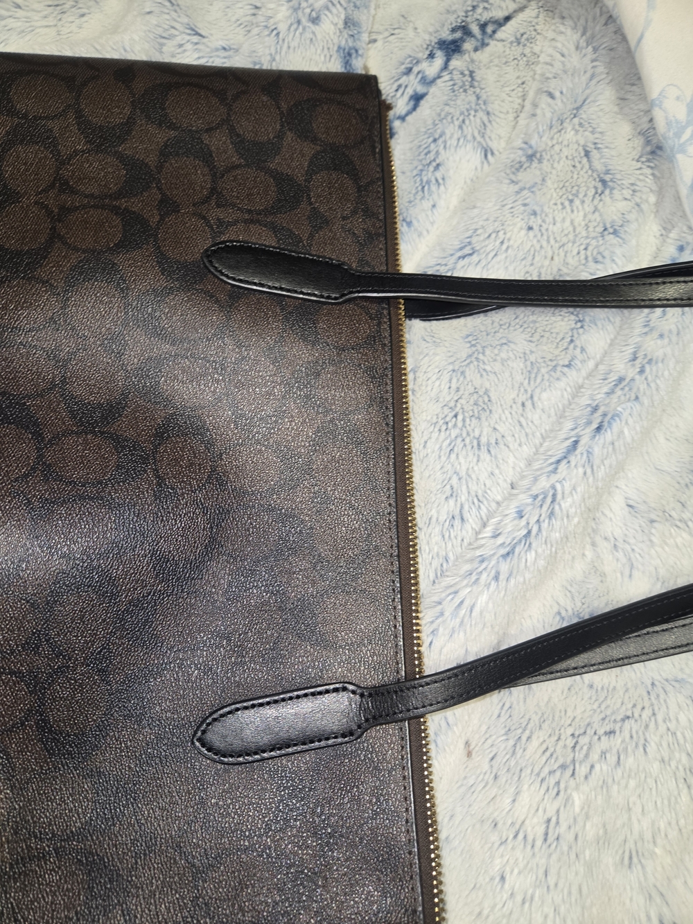 Coach Signature Brown Tote Bag with Black Straps - Picture 9 of 14